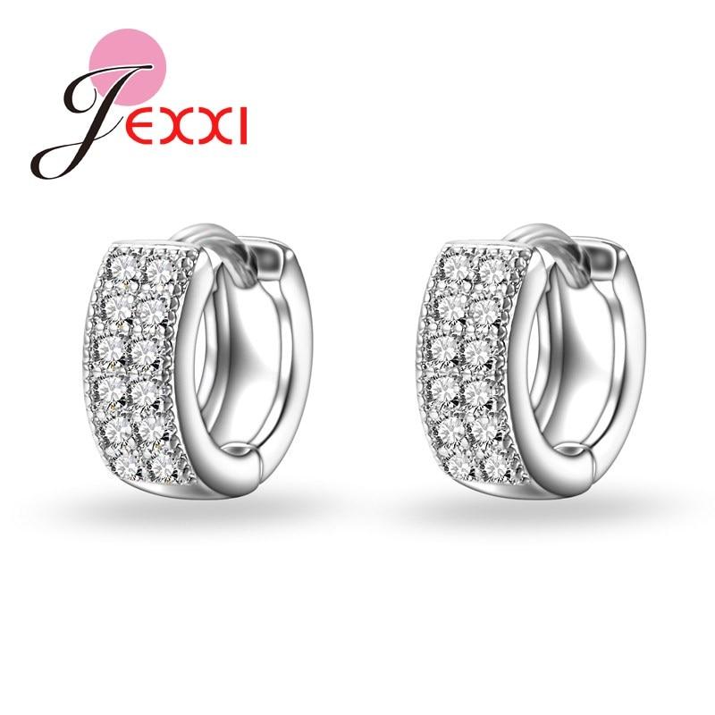 Jemmin Newest Style 925 Sterling Sliver Exquisite Women/Girls Stud Earrings Silver Fashion Jewelry Shiny White Crystal Hot Sale