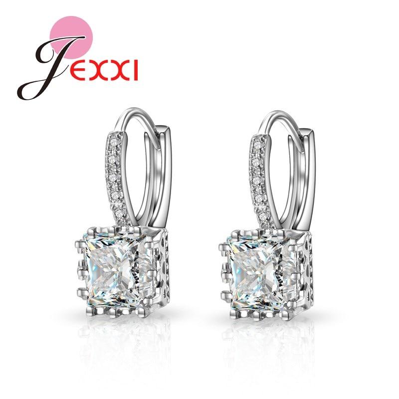 Jemmin Promotion Price Fashion Earrings 925 Sterling Silver Jewelry For Women/Girls Wholesale Earring Shiny Square Cut Wholesale