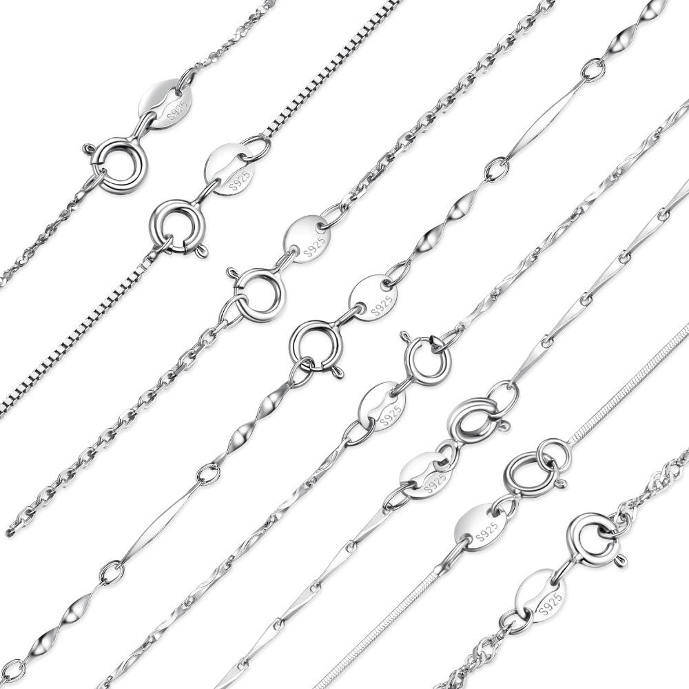 JewelryPalace 100% Genuine 925 Sterling Silver Necklace Classic Basic Silver Chains Lobster Clasp Adjustable Fashion Jewelry