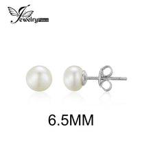 이미지를 갤러리 뷰어에 로드 , JewelryPalace 925 Sterling Silver 6.5mm Freshwater Cultured Pearl Button Ball Stud Earrings For Women As Best Gifts Jewerly
