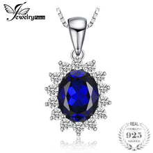 Load image into Gallery viewer, JewelryPalace Oval Princess Diana William Pendant Created Blue Sapphire Pendant 925 Sterling Silver Jewelry Not Include A Chain
