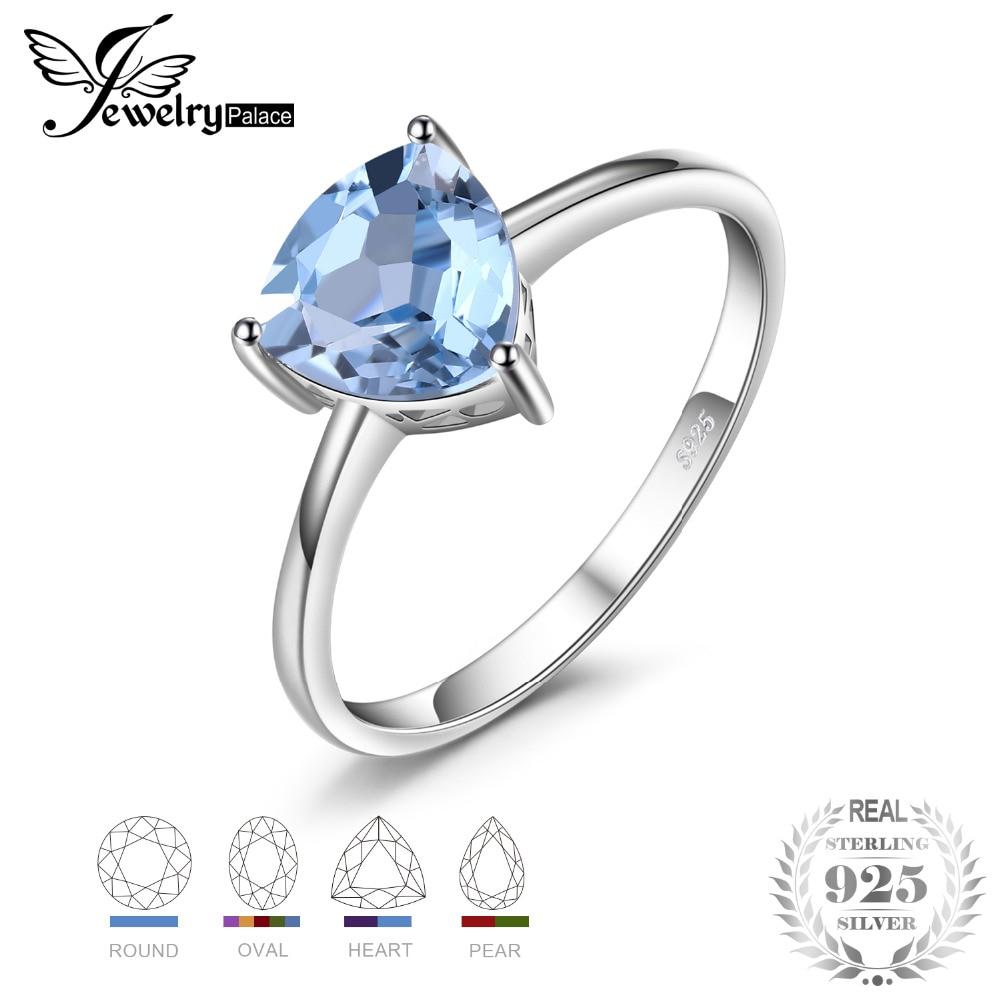 JewelryPalace Trillion 1.5ct Natural Sky Blue Topaz Birthstone Combination Ring Pure 925 Sterling Silver Senior Ladies Jewelry