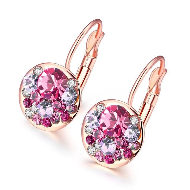 LEKANI Crystal From Swarovski Fashion Round Charming Stud Earrings with Czech Crystal Women Earrings Wholesale Jewelry Brinco