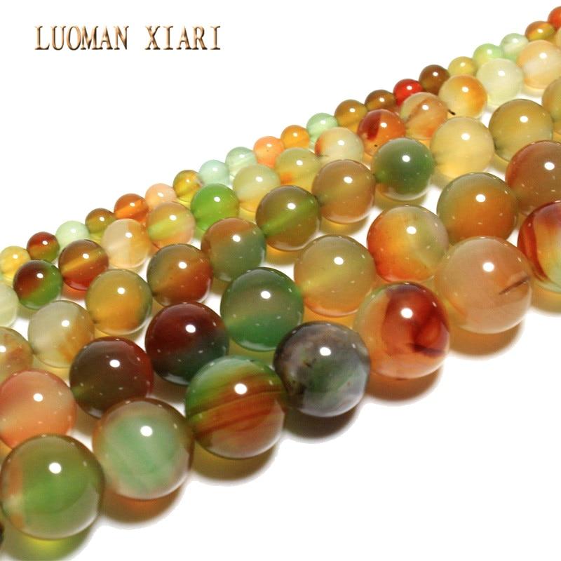 LUOMAN XIARI Round Natural Peacock Agate Stone Beads For Jewelry Making DIY Bracelet Necklace Material 6/8/10/12mm Strand 15''