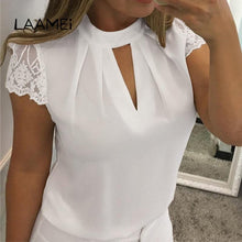 Load image into Gallery viewer, Laamei Lace Blouses Women 2018 Hollow Out Sexy Tops Femme Solid Casual Office Shirts Plus Size 5xl Blousas V Neck Streetwear
