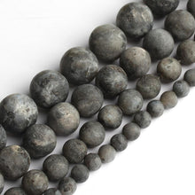 Load image into Gallery viewer, Matte Natrual Stone Beads Black Labradorite Larvikite Stone Round Beads For Jewelry Making Bracelet Necklace 4/6/8/10mm
