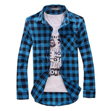 Load image into Gallery viewer, Men Plaid Shirt Camisas Social 2018 Autumn Men&#39;s Fashion Plaid Long-sleeved Shirt Male Button Down Casual Check Shirt

