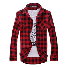 Load image into Gallery viewer, Men Plaid Shirt Camisas Social 2018 Autumn Men&#39;s Fashion Plaid Long-sleeved Shirt Male Button Down Casual Check Shirt
