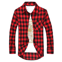 Load image into Gallery viewer, Men Plaid Shirt Camisas Social 2018 Autumn Men&#39;s Fashion Plaid Long-sleeved Shirt Male Button Down Casual Check Shirt
