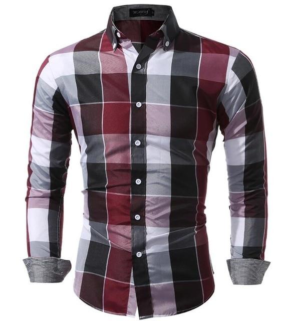 Men Shirts  Fit Mens Dress Plaid Shirts Male Clothes Social Casual Shirt Men Brand Chemise Homme Large size XXXL USNS