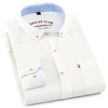 Load image into Gallery viewer, Men&#39;s Regular-Fit Long-Sleeve Linen Cotton Shirt Patch Single Chest Pocket Button-collar Summer Thin Breath Solid Casual Shirts

