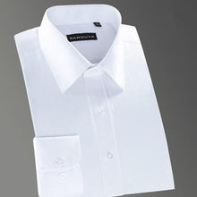Load image into Gallery viewer, Men&#39;s Regular-fit Coarse-twill Solid Basic Dress Shirt Formal Business Long Sleeve White Tops Shirts for Social Work Office Wear
