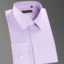 Load image into Gallery viewer, Men&#39;s Regular-fit Coarse-twill Solid Basic Dress Shirt Formal Business Long Sleeve White Tops Shirts for Social Work Office Wear
