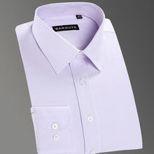 Load image into Gallery viewer, Men&#39;s Regular-fit Coarse-twill Solid Basic Dress Shirt Formal Business Long Sleeve White Tops Shirts for Social Work Office Wear
