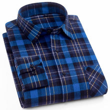 Load image into Gallery viewer, Mens Flannel Shirt Plaid Long-sleeved Cotton Casual Style Brand Male Dress Social Soft Checked Slim Fit Brushed Tops Shirt XXXL
