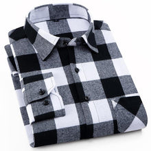 Load image into Gallery viewer, Mens Flannel Shirt Plaid Long-sleeved Cotton Casual Style Brand Male Dress Social Soft Checked Slim Fit Brushed Tops Shirt XXXL
