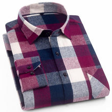 Load image into Gallery viewer, Mens Flannel Shirt Plaid Long-sleeved Cotton Casual Style Brand Male Dress Social Soft Checked Slim Fit Brushed Tops Shirt XXXL
