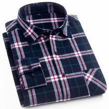 Load image into Gallery viewer, Mens Flannel Shirt Plaid Long-sleeved Cotton Casual Style Brand Male Dress Social Soft Checked Slim Fit Brushed Tops Shirt XXXL
