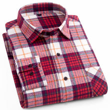 Load image into Gallery viewer, Mens Flannel Shirt Plaid Long-sleeved Cotton Casual Style Brand Male Dress Social Soft Checked Slim Fit Brushed Tops Shirt XXXL

