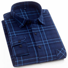 Load image into Gallery viewer, Mens Flannel Shirt Plaid Long-sleeved Cotton Casual Style Brand Male Dress Social Soft Checked Slim Fit Brushed Tops Shirt XXXL
