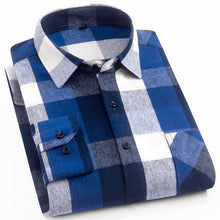 Load image into Gallery viewer, Mens Flannel Shirt Plaid Long-sleeved Cotton Casual Style Brand Male Dress Social Soft Checked Slim Fit Brushed Tops Shirt XXXL
