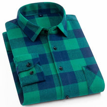 Load image into Gallery viewer, Mens Flannel Shirt Plaid Long-sleeved Cotton Casual Style Brand Male Dress Social Soft Checked Slim Fit Brushed Tops Shirt XXXL
