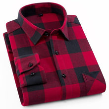 Load image into Gallery viewer, Mens Flannel Shirt Plaid Long-sleeved Cotton Casual Style Brand Male Dress Social Soft Checked Slim Fit Brushed Tops Shirt XXXL
