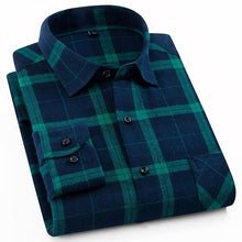 Load image into Gallery viewer, Mens Flannel Shirt Plaid Long-sleeved Cotton Casual Style Brand Male Dress Social Soft Checked Slim Fit Brushed Tops Shirt XXXL
