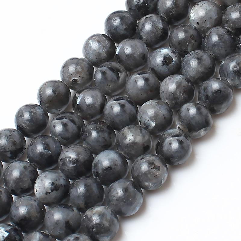 Natrual Stone Beads Black Labradorite Larvikite Stone Round Beads For Jewelry Making Bracelet Necklace 4/6/8/10/12/14mm 15inches