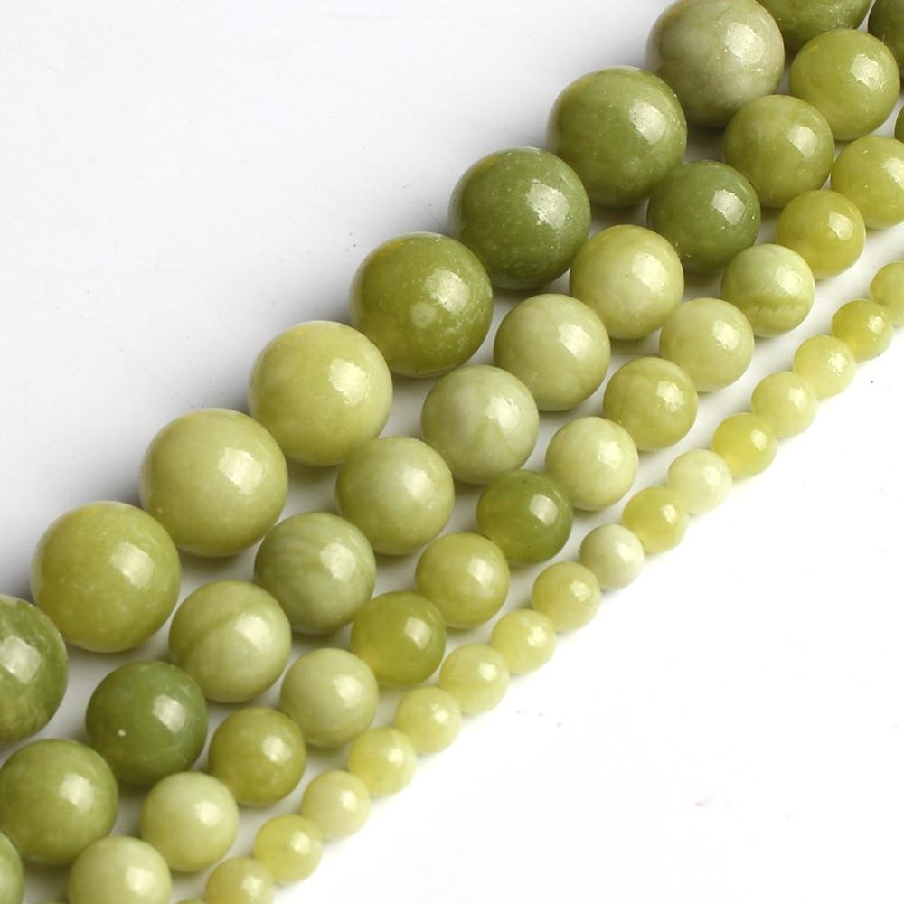 Natural China Jade Beads  Round Loose Beads For Jewelry Making 6 8 10 mm Pick Size 15 inches  DIY Necklace(Green)
