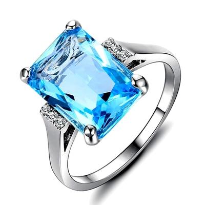 New 10x14MM Mystic Fire Rainbow Topaz Engagement Wedding Ring Solid 925 Sterling Rectangle Unique Top Brand Jewelry Accessories