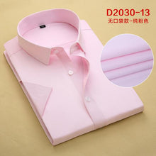 Загрузить изображение в средство просмотра галереи, New Men&#39;s Short Sleeve Dress Shirt Summer Brand Male Breathless Cotton Business Leisure Shirts Men Without Pockets AF2030

