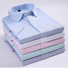 Загрузить изображение в средство просмотра галереи, New Men&#39;s Short Sleeve Dress Shirt Summer Brand Male Breathless Cotton Business Leisure Shirts Men Without Pockets AF2030

