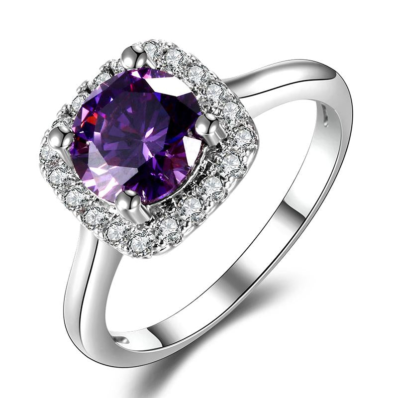 New Trendy 2018 Hot Sale Wedding Rings Natural Amethyst Ring For Women Fashion 925 Silver Jewelry With Gemstone Party Gift