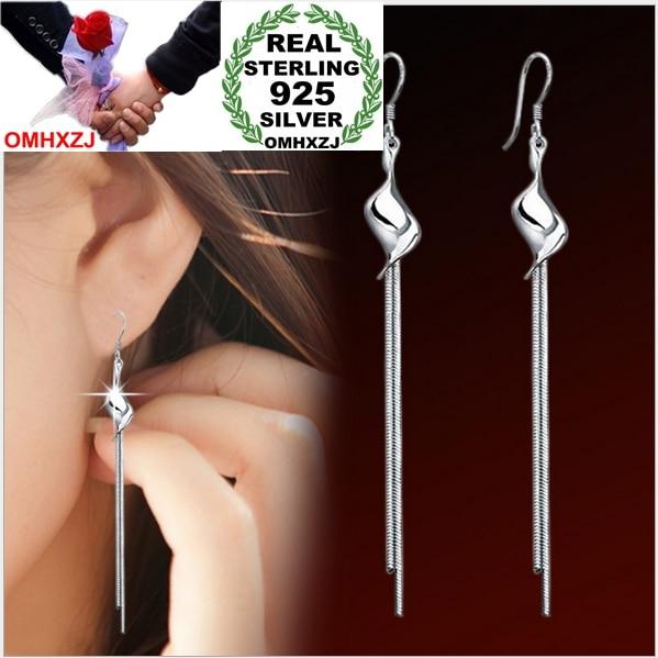 OMHXZJ WHOLESALE Fashion jewelry Smooth snake bone chain Twisted slices indirect 925 Sterling Silver Earrings Ears hang YS92