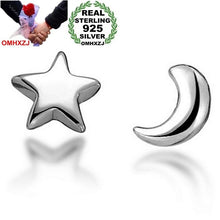 Load image into Gallery viewer, OMHXZJ WHOLESALE Fashion jewelry star moon pentagram REAL S925 STERLING SILVER girl gift STUD EARRINGS YS96
