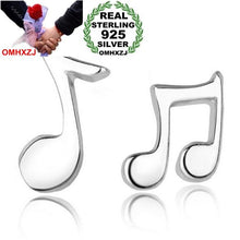 Load image into Gallery viewer, OMHXZJ WHOLESALE OL Fashion girl woman jewelry music symbol REAL S 925 STERLING SILVER STUD EARRINGS YS84
