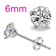 Load image into Gallery viewer, OMHXZJ Wholesale Fashion jewelry Four Claws Contracted Hot Popular Style Zircon AAA Drill 925 Sterling Silver Stud Earrings YS45
