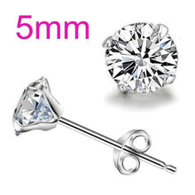 Load image into Gallery viewer, OMHXZJ Wholesale Fashion jewelry Four Claws Contracted Hot Popular Style Zircon AAA Drill 925 Sterling Silver Stud Earrings YS45
