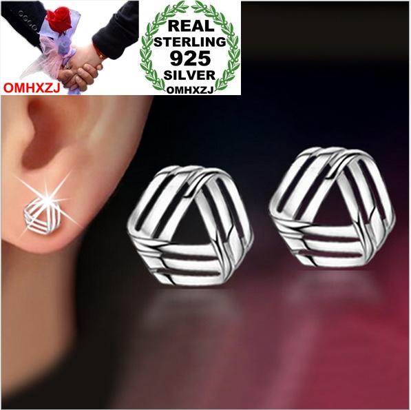 OMHXZJ Wholesale Fashion jewelry Lovely flow rhyme geometric NO allergy Real 925 sterling silver Stud earrings YS58