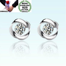 Load image into Gallery viewer, OMHXZJ Wholesale Fashion jewelry Rotary love AAA zircon 925 sterling silver Stud earrings YS09
