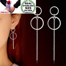 Load image into Gallery viewer, OMHXZJ Wholesale Jewelry Simple Fashion joker star for Woman Gift Double Circle 925 Sterling Silver Tassel Stud Earrings YS237
