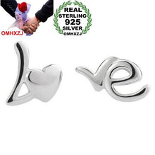 Load image into Gallery viewer, OMHXZJ wholesale Fashion jewelry beautiful girl sexy woman English alphabet heart Love 925 sterling silver Stud earrings YS111
