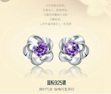Загрузить изображение в средство просмотра галереи, OMHXZJ wholesale Fashion jewelry crystal heart International certification Amethyst real 925 sterling silver Stud earrings YS03
