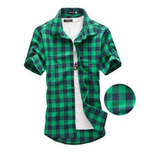 画像をギャラリービューアに読み込む, Red And Black Plaid Shirt Men Shirts 2018 New Summer Fashion Chemise Homme Mens Checkered Shirts Short Sleeve Shirt Men Blouse
