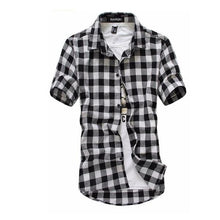 画像をギャラリービューアに読み込む, Red And Black Plaid Shirt Men Shirts 2018 New Summer Fashion Chemise Homme Mens Checkered Shirts Short Sleeve Shirt Men Blouse
