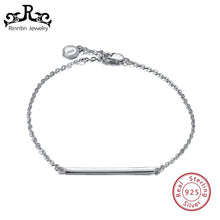 Load image into Gallery viewer, Rinntin Pure 925 Sterling Silver Women Bracelets 34*1mm Thin Bar Custom Engraved Name Bracelet Personalized Female Bangle TSB23

