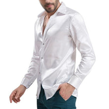 Load image into Gallery viewer, SYB 2016 NEW leisure Men's Clothing High-grade Emulation Silk Long Sleeve Shirts Men's Casual Shirt Shiny Satin
