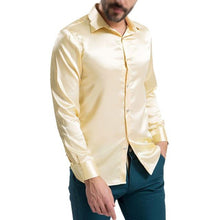 Load image into Gallery viewer, SYB 2016 NEW leisure Men's Clothing High-grade Emulation Silk Long Sleeve Shirts Men's Casual Shirt Shiny Satin
