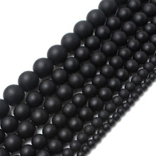 Load image into Gallery viewer, Smooth round black Dull Polish Matte Onyx Agates 15.5" Natural Stone Beads 4 6 8 10 12 14mm Pick Size For Jewelry Making-F00059
